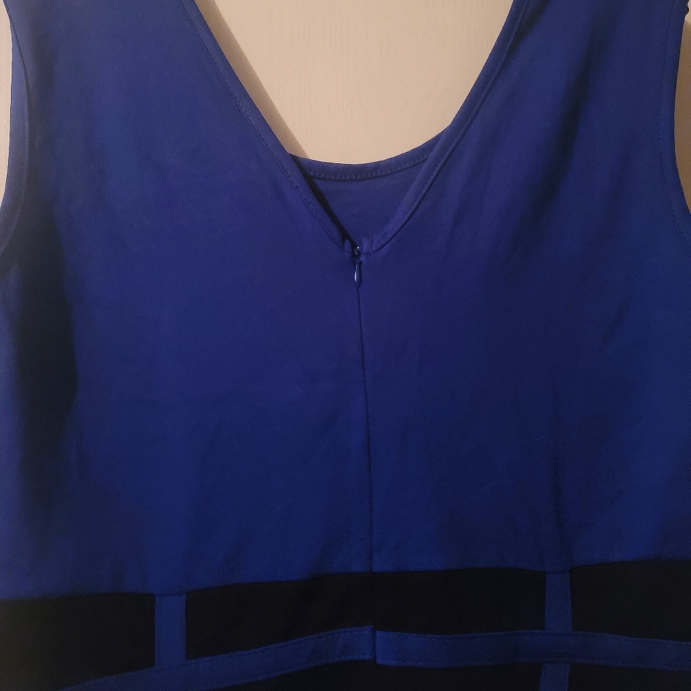 Plus Size Ashley Stewart Blue & Black Midi Dress Size 20. Very comfortable. - Picture 8 of 11